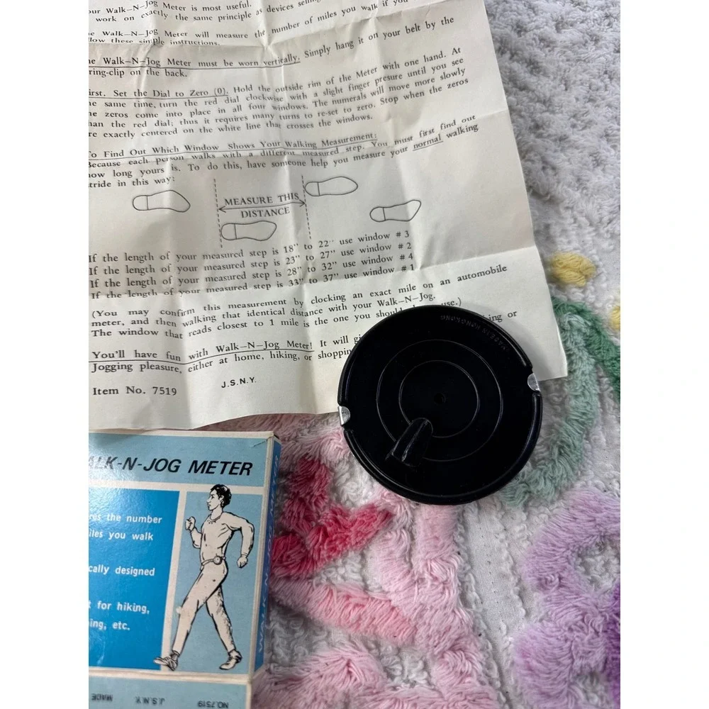 Vintage Walk N‎ Jog Meter Pedometer Device with Original Box and Instructions
